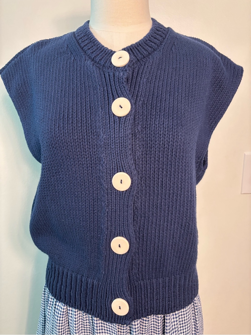 💙 babaà Navy 100% Cotton Cropped Vest